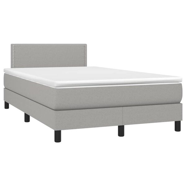 vidaXL Cama box spring c/ colch&atilde;o e LED 120x190 cm tecido cinza-claro