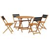vidaXL 5 pcs conj. jantar p/ jardim polipropileno/madeira maci&ccedil;a preto
