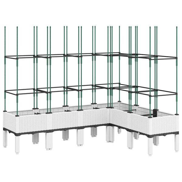 vidaXL Vaso/floreira de jardim c/ treli&ccedil;a 160x120x142,5 cm PP branco