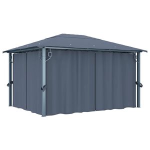 vidaXL Gazebo com cortina 400 x 300 cm alum&iacute;nio antracite