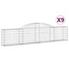 vidaXL Cestos gabi&atilde;o arqueados 9 pcs 300x30x60/80 cm ferro galvanizado