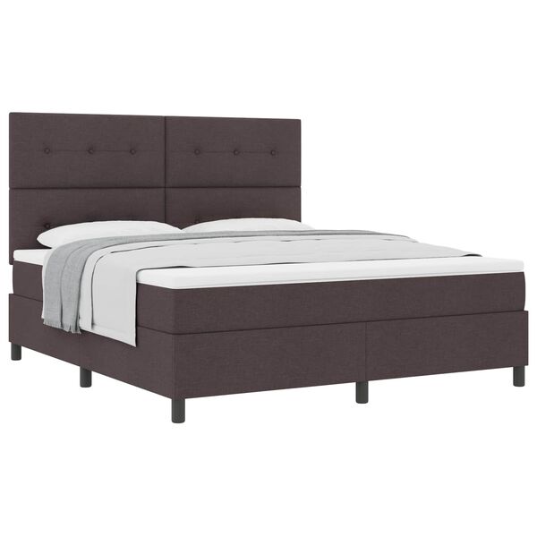 vidaXL Cama Box com colch&atilde;o Marrom Escuro 180 x 200 cm tecido