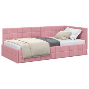 vidaXL Estrutura de Cama de Canto Rosa 90 cm x 190 cm Veludo