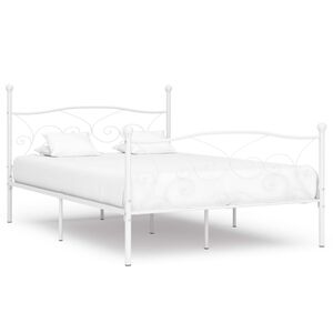 vidaXL Estrutura de cama com estrado de ripas 160x200 cm metal branco