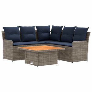 vidaXL Conjuntos de m&oacute;veis 4 unid. Cinza e Azul Marinho Rattan de PE