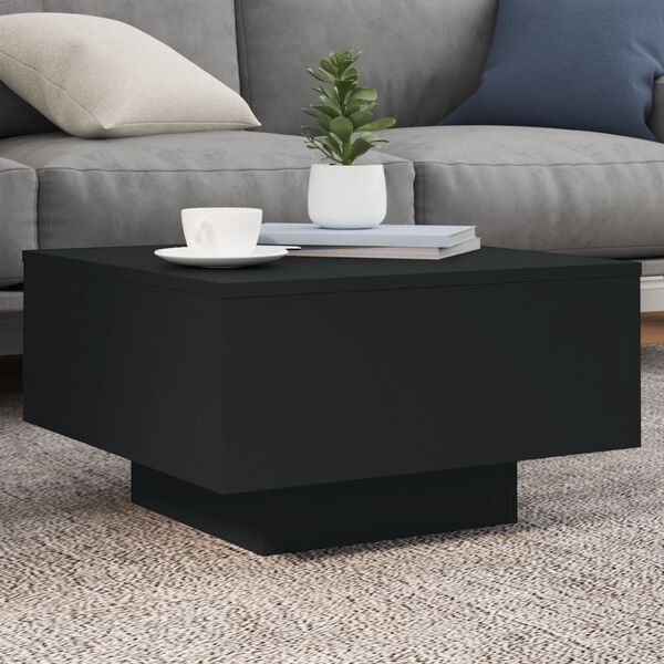 vidaXL Mesa de centro com luzes LED 55x55x31 cm preto