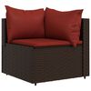 vidaXL 4 pcs conjunto lounge jardim c/ almofad&otilde;es vime PE castanho
