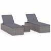 vidaXL 3 pcs espregui&ccedil;adeiras jardim c/ mesa centro vime PE cinzento