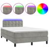 vidaXL Cama box spring colch&atilde;o LED 120x190 cm couro artif. cinza-claro
