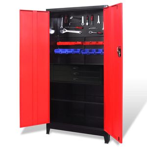 vidaXL Arm&aacute;rio de ferramentas 90x40x180 cm vermelho e preto