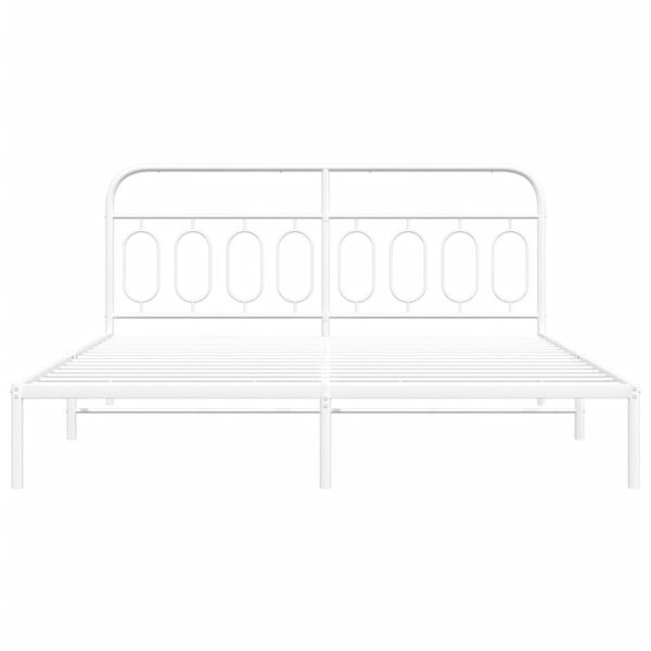 vidaXL Estrutura de cama com cabeceira 160x200 cm metal branco