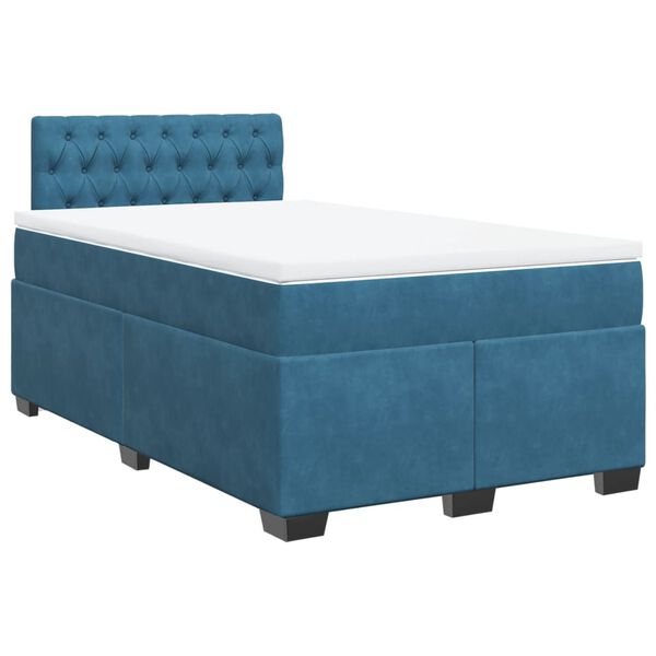 vidaXL Cama boxspring com colch&atilde;o 120x190 cm veludo azul-escuro