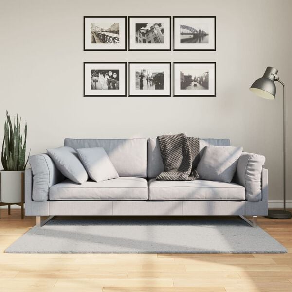 vidaXL Tapete pelo curto macio e lav&aacute;vel HUARTE 80x150 cm cinzento