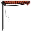 vidaXL Toldo retr&aacute;til manual com postes 3x2,5 m laranja e castanho
