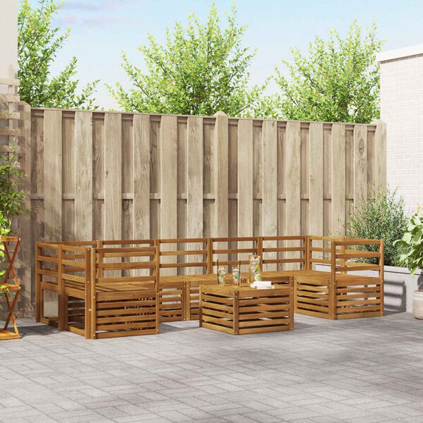 vidaXL Conjuntos de sof&aacute;s 8 pcs Natural Madeira S&oacute;lida de Ac&aacute;cia