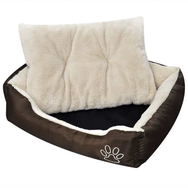 vidaXL Cama para cães quente com almofadão acolchoado L