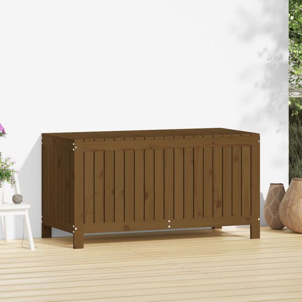 vidaXL Caixa de arruma&ccedil;&atilde;o jardim 121x55x64cm pinho maci&ccedil;o castanho-mel