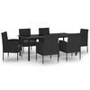 vidaXL 7 pcs conjunto de jantar para jardim preto