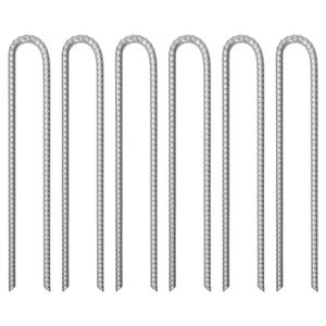 vidaXL Estacas p/ tenda 6 pcs forma de U 41,5 cm &Oslash;12mm a&ccedil;o galvanizado