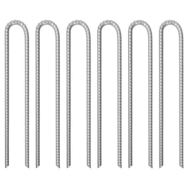 vidaXL Estacas p/ tenda 6 pcs forma de U 41,5 cm &Oslash;12mm a&ccedil;o galvanizado
