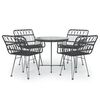 vidaXL 5 pcs conjunto de jantar p/ jardim vime PE preto