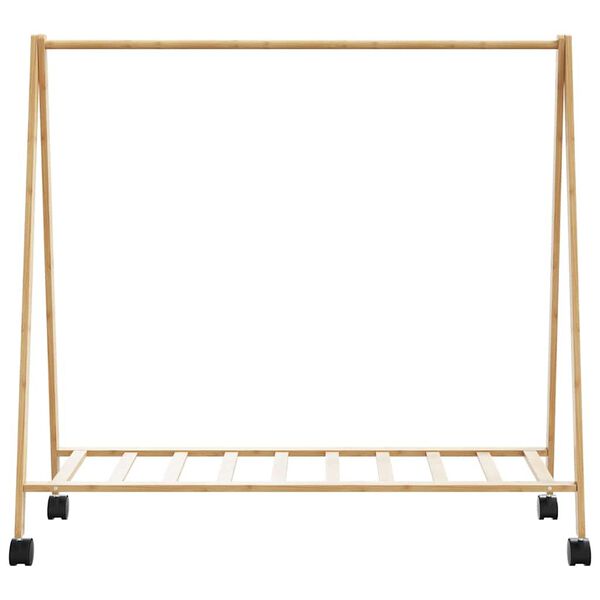 vidaXL Cabide com prateleiras e rodas 106x34x106,5 cm bambu