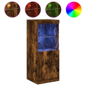 vidaXL Aparador com luzes LED 41x37x100 cm carvalho fumado