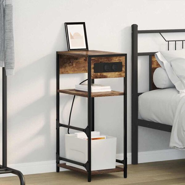 vidaXL Arm&aacute;rio de Cabeceira Carvalho Defumado 40 x 27 x 76 cm