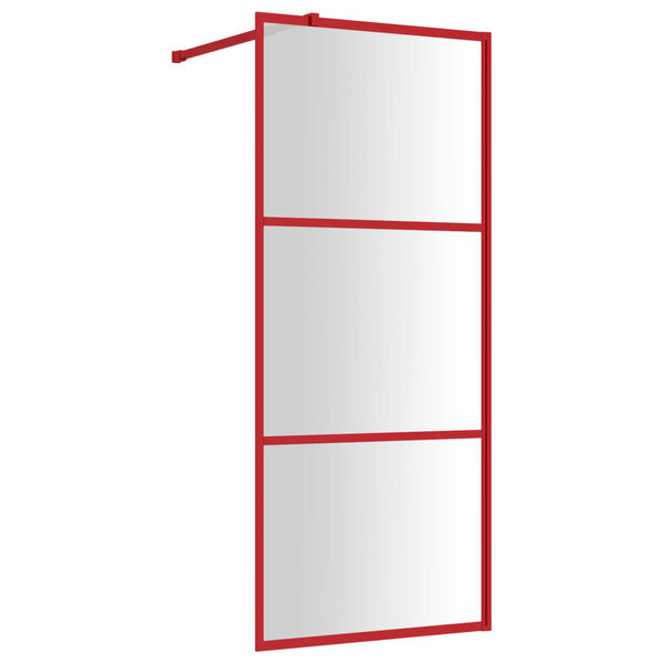 vidaXL Divis&oacute;ria de chuveiro 80x195 cm vidro transparente ESG vermelho