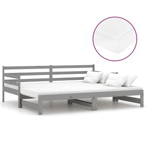 vidaXL Estrutura sof&aacute;-cama de puxar 2x(90x200) cm pinho maci&ccedil;o cinza