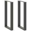 vidaXL P&eacute;s para mesa de bar em formato de U, 2 pe&ccedil;as, antracite, 40x(90-91) cm, a&ccedil;o