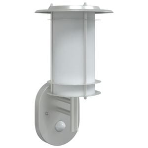 vidaXL Candeeiro de parede exterior com sensor a&ccedil;o inoxid&aacute;vel prateado
