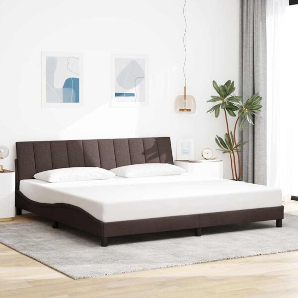 vidaXL Estrutura de cama sem colch&atilde;o Hanko 200x200 cm tecido castanho-escuro