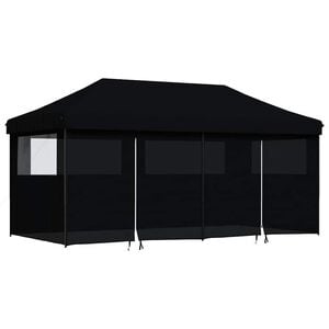 vidaXL Tenda p/ festas pop-up dobr&aacute;vel com 4 paredes laterais preto