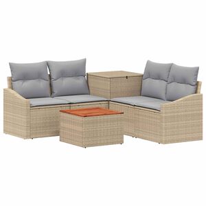 vidaXL Conjunto de Sof&aacute;s 6 unid. Bege e Cinza Claro 55 x 55 x 37 cm