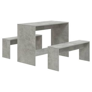 vidaXL 3 pcs conjunto de jantar derivados de madeira cinzento cimento