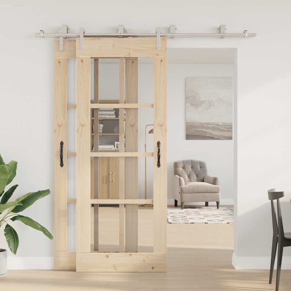 vidaXL Kit ferragens p/ porta deslizante 200cm aço inoxidável prateado