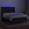 vidaXL Cama box spring c/ colch&atilde;o e LED 140x200 cm tecido preto