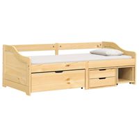 vidaXL Sofá-cama com 3 gavetas 90x200 cm madeira de pinho maciça IRUN