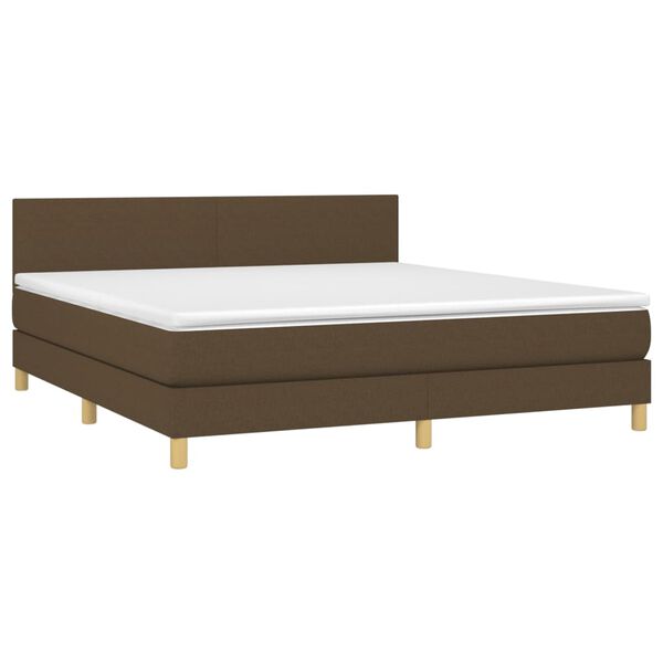 vidaXL Cama box spring c/ colch&atilde;o/LED 160x200cm tecido castanho-escuro