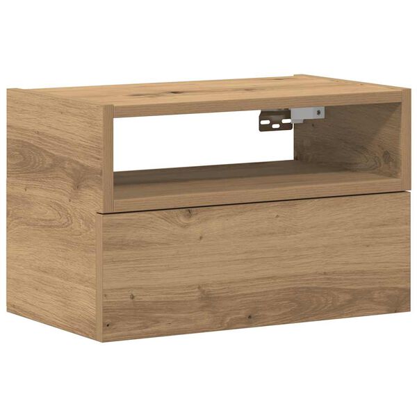 vidaXL Mesa de cabeceira de parede 45x26x28,5cm cor carvalho artisiano