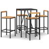 vidaXL 5 pcs conjunto de bar p/ jardim vime PE/ac&aacute;cia maci&ccedil;a preto