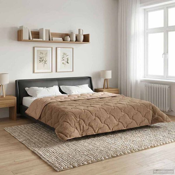 vidaXL Duvet de Ano Inteiro Cinzento-acastanhado 220 x 260 cm