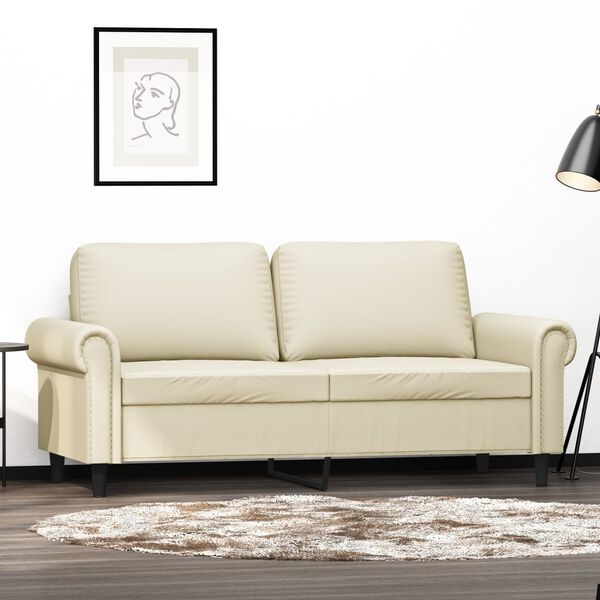 vidaXL Sof&aacute; de 2 lugares 140 cm couro artificial cor creme