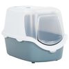 vidaXL Caixa de areia p/ gatos c/ tampa 56x40x40cm PP branco e azul