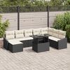 vidaXL Conjunto de Sofá de Jardim com almofada 9 pcs Preto e Creme