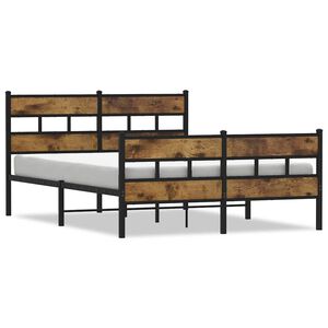 vidaXL Estrutura de cama sem colch&atilde;o 140x190 cm metal carvalho fumado