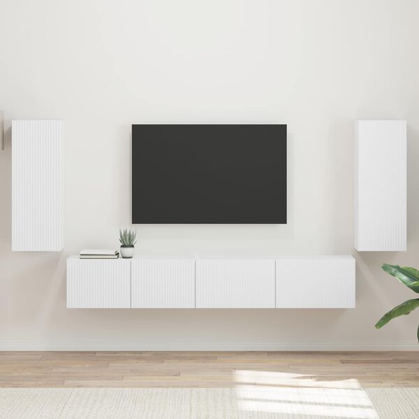 vidaXL Conjunto de m&oacute;vel de TV 4 pcs Branco Madeira processada