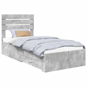vidaXL Estrutura da Cama com gaveta Cinza Concreto e Prata 70 x 190 cm