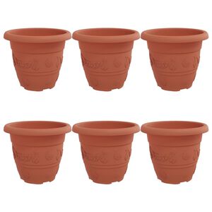 vidaXL Vaso Redondo para Flores 6 pcs Vermelho Tijolo &Oslash; 26 x 21.5 cm